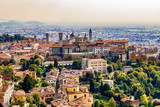 Fototapeta  - Panoramic veiw on Upper old city (Citta Alta) in Bergamo with historic buildings. 