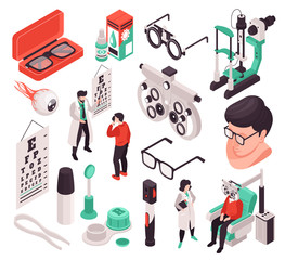 Wall Mural - Isometric Ophthalmology Icon Set