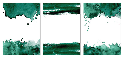 Wall Mural - Watercolor dark green abstract background. Vector texture