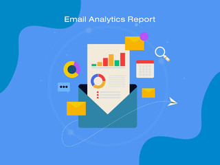 Wall Mural - business analytics report in an envelope, email marketing and data analysis report, email campaign m