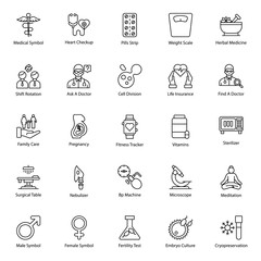 Poster -  Pack Of Medical Equipment line Icons 