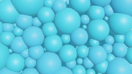 Wall Mural - Abstract background texture with blue bubbles. 3d render with minimalist simple objects.