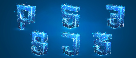 Wall Mural - set of coding language symbols. hypertext markup, personal home page, cascading style sheets, javasc