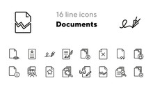 Documents Line Icon Set. File, Print, Torn, Lock, Signature. Paperwork Concept. Can Be Used For Topics Like Agreement, Business, Approved Document