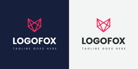 Flat logo design. Minimal and clean line fox logo template for business or personal.