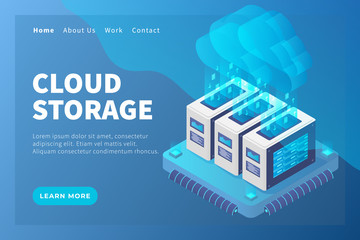 Wall Mural - cloud storage concept with server database for website template or landing homepage