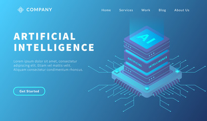 Wall Mural - artificial intelligence database with computer database system for website template or landing homep