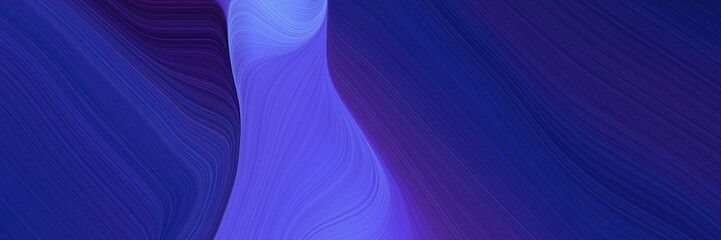 Aufkleber - artistic designed horizontal header with midnight blue, slate blue and dark slate blue colors. dynamic curved lines with fluid flowing waves and curves
