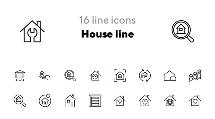 House line icons. Set of line icons on white background. Real estate concept. Building, estate, home. Can be used for topics like investment, housing. property