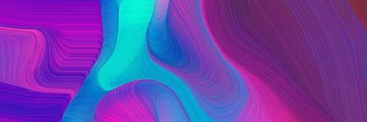 Aufkleber - flowing horizontal banner with moderate violet, dark magenta and dark turquoise colors. dynamic curved lines with fluid flowing waves and curves