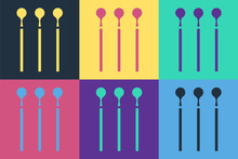 Pop Art Matches Icon Isolated On Color Background. Vector Illustration