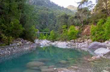 Wall Mural - nice mountain lake with emerald water