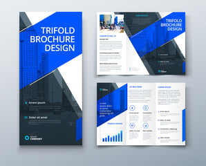 Wall Mural - Tri fold brochure design with line shapes, corporate business template for tri fold flyer. Creative concept folded flyer or brochure.