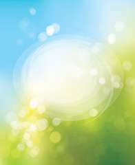 Wall Mural - vector circle frame on nature bokeh background.