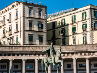 Wall Mural - Piazza del Plebiscito, monument to Charles III in Naples, Italy