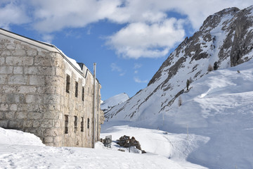 Werk Festung, Österreich-Ungarn, Südtirol, Belluno,  Tra i Sassi, Tre Sassi, Valparolasattel, Valparolapass, Passo di Valparola, Tofana, Fanesgruppe, Setsas, Weltkrieg, Dolomiten, Dolomitenfront, Wint