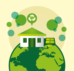 Poster - eco friendly poster with earth planet and recycle symbol