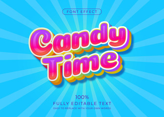 Wall Mural - Cute Candy text effect, editable font style