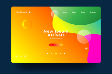 Website Landing Page with gradient colorful Background. Modern design. Easy editable For landing page, banner, website. Vector illustration