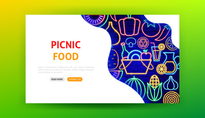 Canvas Print - Picnic Food Neon Landing Page