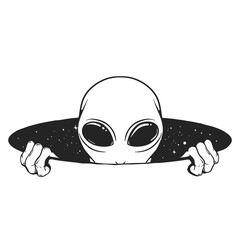 Wall Mural - an alien begins to climb out of a space hole