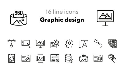 Wall Mural - Graphic design line icon set. Creativity, interface, drawing. Inspiration concept. Can be used for topics like program, art, web design