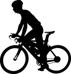 Poster - racing bicyclist silhouette - vector