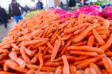 Delicious Carrots Lies On A Turkish Market