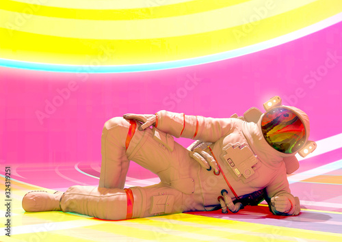 Cuadros en Lienzo astronaut on the flor pin up pose