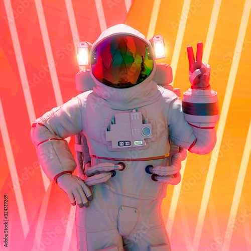 Fotomural astronaut peace and love pin up pose close up