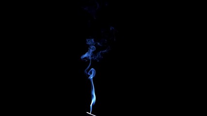 Wall Mural - Real Smoke on black. Graceful Bends of the Blue Smoke. Natural Colorful smoke rises up and spins into graceful spirals. Footage is perfect for the layer with different blending modes.