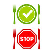 Healthy and danger food vector icons