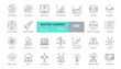 Set of machine learning icons. 25 editable stroke icons. Artificial intelligence, neural networks, mathematical model, patterns, chatbots, linear regression in data science and business analytics.
