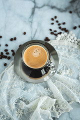 Wall Mural - Espresso with Coarse Ground Sugar and Coffee Beans