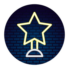 Sticker - trophy in neon lights icon