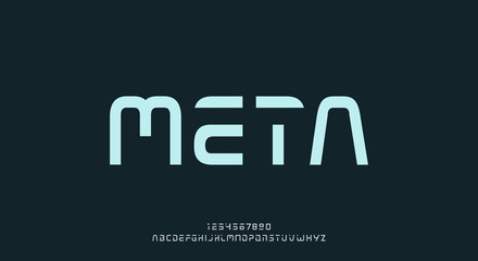 Wall Mural - meta, an abstract technology futuristic alphabet font. digital space typography vector illustration 