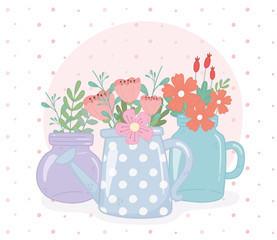 Wall Mural - mason jars and watering can flowers leaves decoration