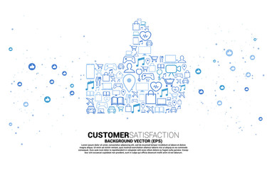 Poster - Big thumb up icon from small icon. concept of customer satisfaction , client rating and ranking.