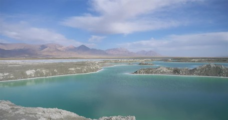 Poster - Beautiful nature landscape view of Emerald Salt Lake in Qinghai China