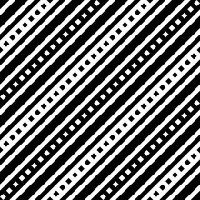 Abstract Diagonal Black Lines Isolated On White Background. Seamless Pattern. Vector Graphic Drawing. Texture.