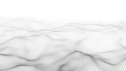 Wall Mural - Vector abstract futuristic background. Big data visualization. Digital dynamic wave of particles.