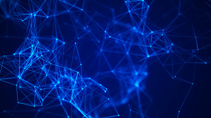 Aufkleber - Network connection dots and lines. Technology background. Plexus. Big data background. 3d rendering.