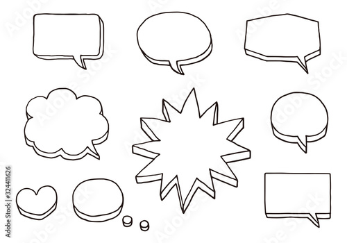 手描きの立体的な吹き出しセット Stock Vector Adobe Stock