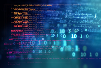 Poster - Programming code abstract technology background of software developer and  Computer script