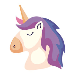 Poster - head of cute unicorn fantasy isolated icon vector illustration design