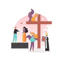 Christian religion vector concept for web banner, website page