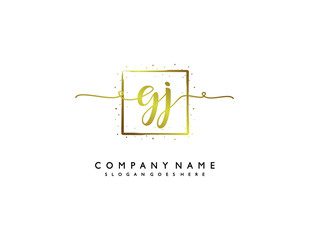 letter GJ JG minimalist feminine handwriting logo. vector design of wedding invitation badges, fashion, beauty,