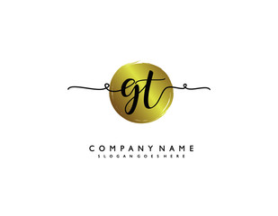 letter GT TG minimalist feminine handwriting logo. vector design of wedding invitation badges, fashion, beauty,