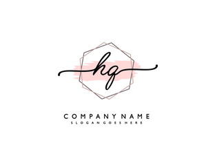 letter HQ QH minimalist feminine handwriting logo. vector design of wedding invitation badges, fashion, beauty,