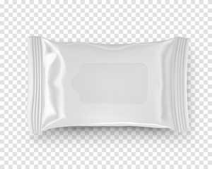 realistic mockup of wet wipes tissues pack isolated on transparent background. white plastic contain